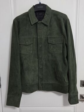 NWT - Good Man Brand Men's Lamb Leather Suede Trucker Jacket - Size L